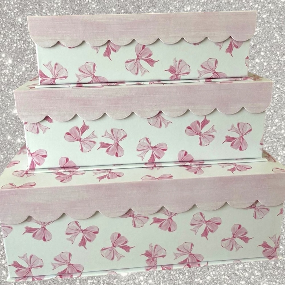 Pink Bow Coquette Gift Storage Box Set New 3pc tiktok viral
